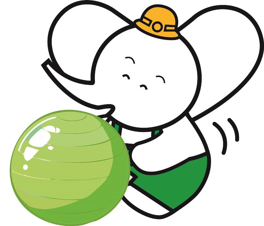 バランスボールでストレッチやるぞう